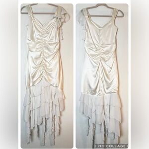 Jessica McClintock Satin Wedding Dress with Ruffles White Size 10